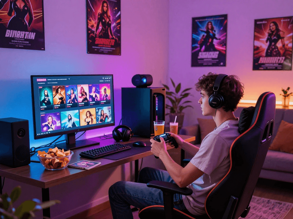 Engaging gaming scene showcasing a player enjoying immersive sex games in a vibrant atmosphere.