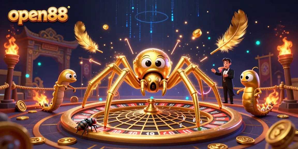 Engage with the dynamic gambling scene in open88 featuring a golden spider roulette.