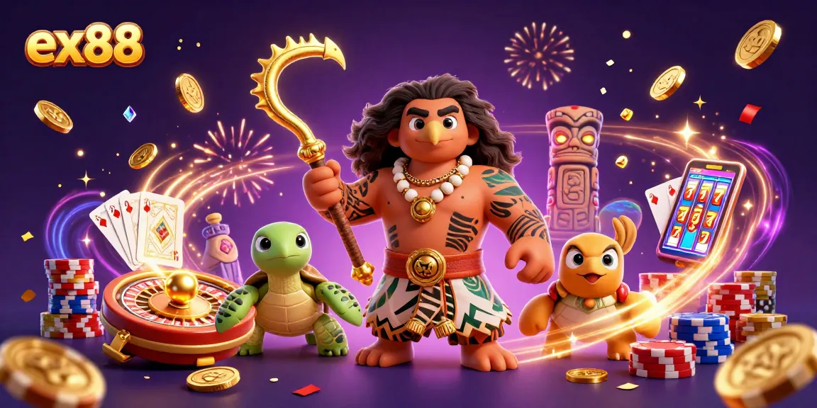 Win big with ex88 as a captivating Maui-style demigod hawk dives into a shimmering world of casino treasures.