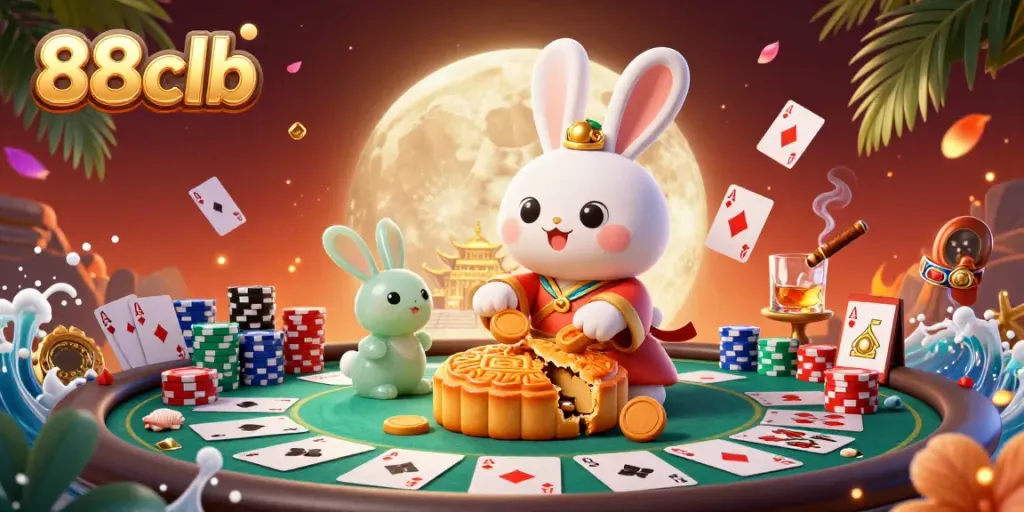 Experience thrilling games at 88clb with a vibrant 3D illustration showcasing exciting casino elements.