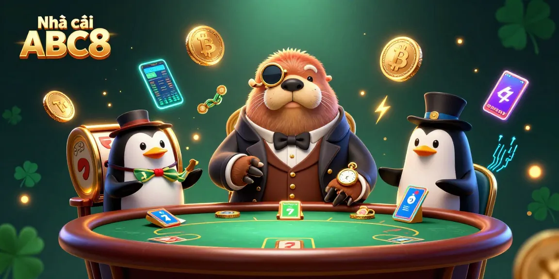 Engage in exhilarating games at Nhà cái ABC8 featuring lively characters in a vibrant casino setting.
