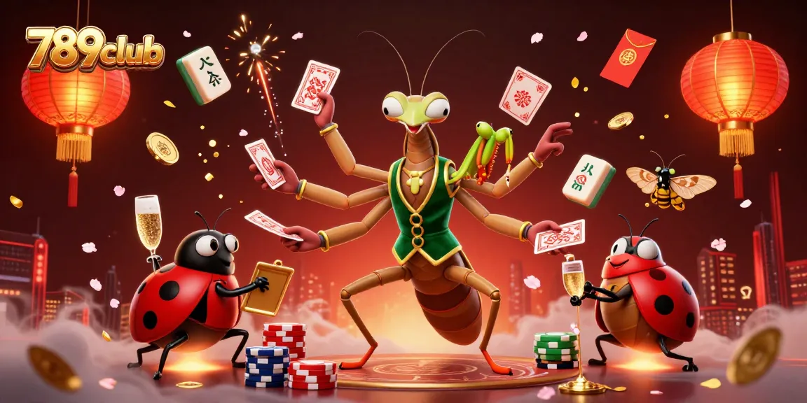 Experience the thrill of gaming with 789club as a giant mantis and pit boss host an exciting online casino.