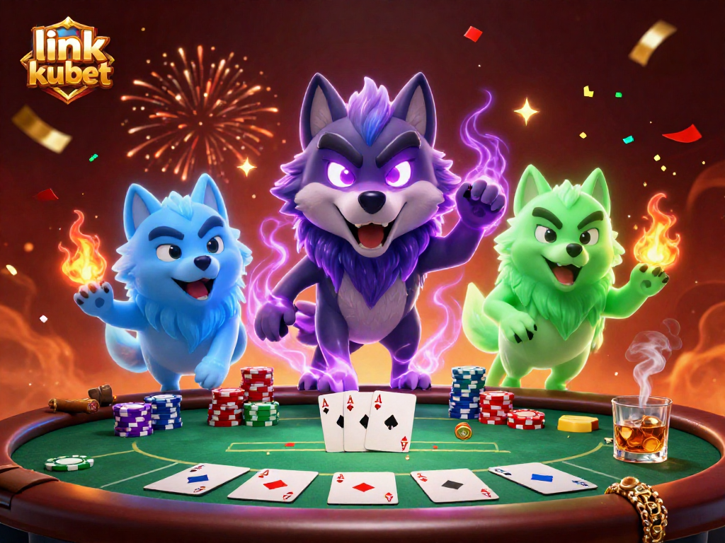 Engage with exhilarating gaming moments at link kubet, featuring vibrant 3D characters and casino elements.