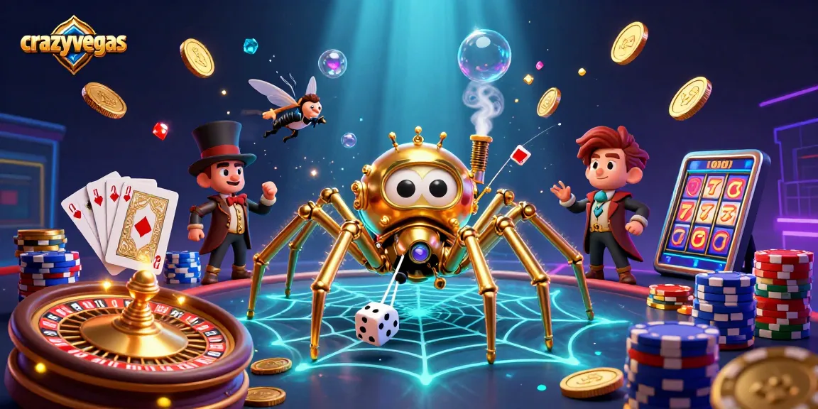 Win big at crazyvegas with a vibrant gambling scene of a whimsical spider and charming fly!