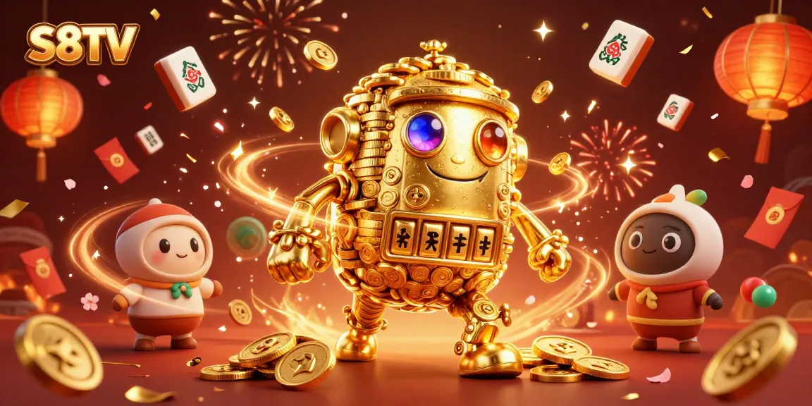 S8TV brings the excitement of gaming to life with a golden golem amid dynamic casino elements.