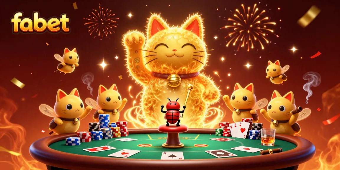 Experience winning at fabet with a golden lucky cat and dazzling casino elements.