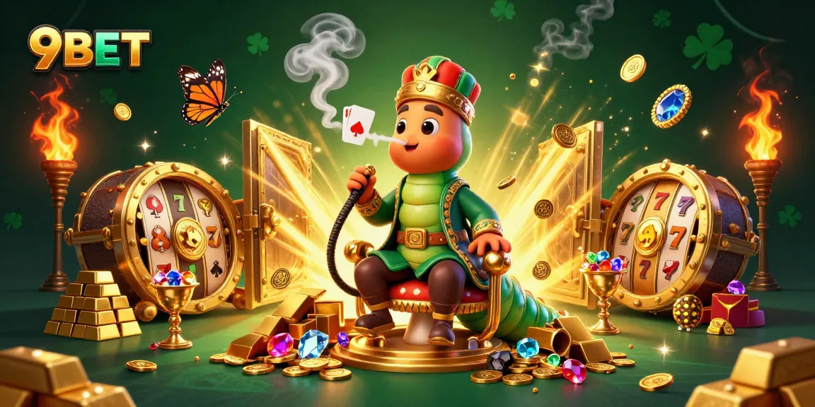 Win big with 9BET in this vibrant, captivating casino-themed illustration.