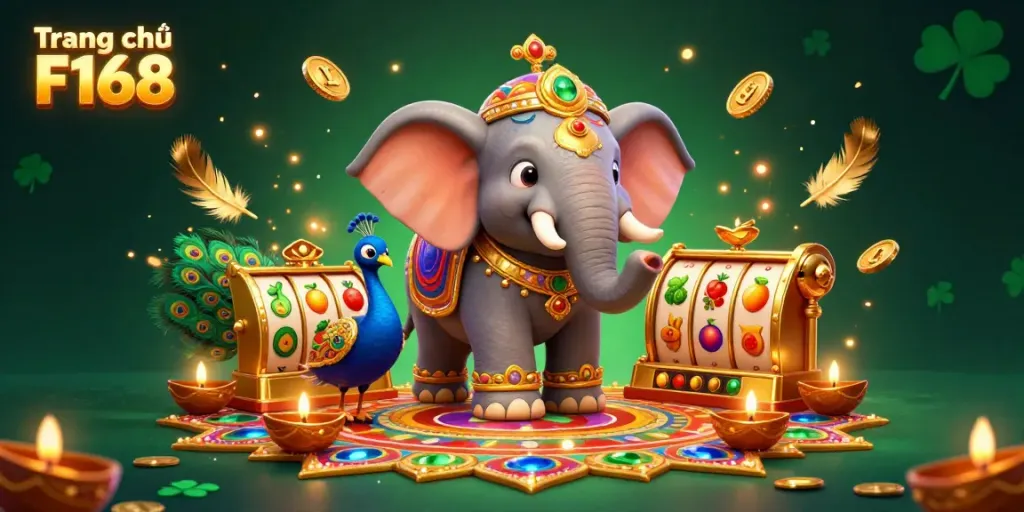 Engage with exciting slots and jackpots at Trang chủ F168, featuring vibrant and colorful gambling elements.