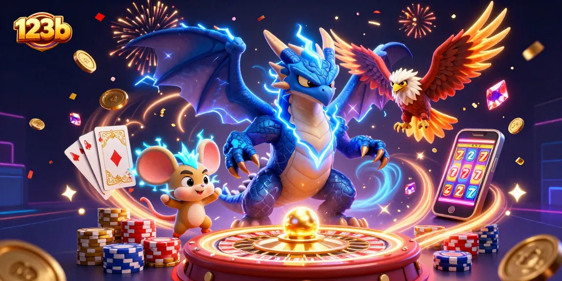 Experience thrilling casino action with 123b featuring dragons, glowing hawks, and dynamic games.