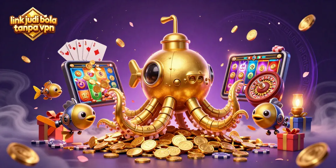 Place bets using link judi bola tanpa vpn, with exciting gameplay illustrated in a vibrant scene of animated characters and casino elements.