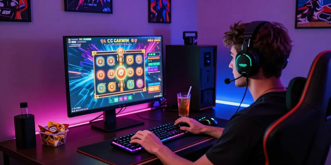 CICAKWIN user enjoying an immersive online gaming experience with vibrant visuals and modern gaming setup.