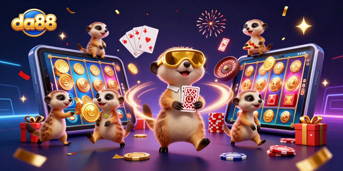 Engage in the da88 casino experience with a lively meerkat colony orchestrating games and colorful slots.