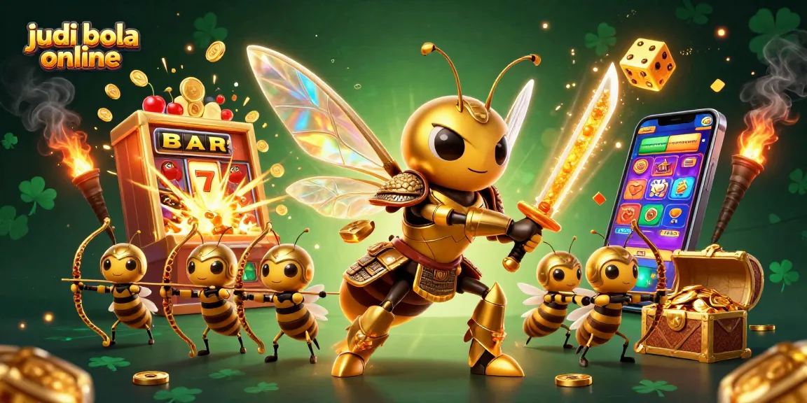 Experience judi bola online excitement with 3D samurai hornet and vibrant casino elements.