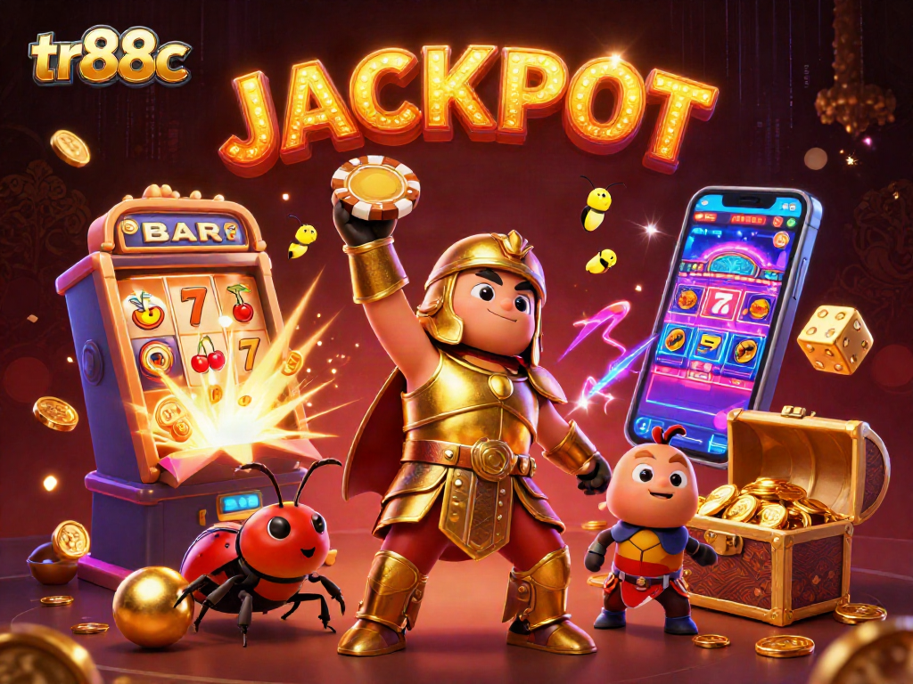 Spin the reels with tr88c, featuring a victorious beetle and exciting casino elements!