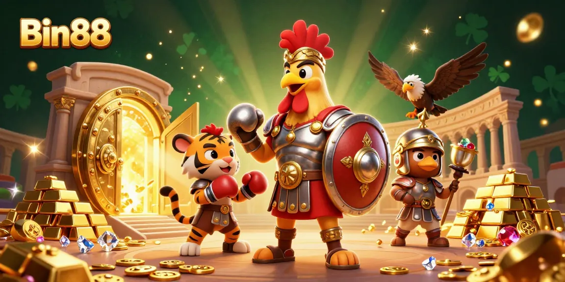 Engage with Bin88's vibrant 3D casino illustration showcasing thrill and excitement in gaming.