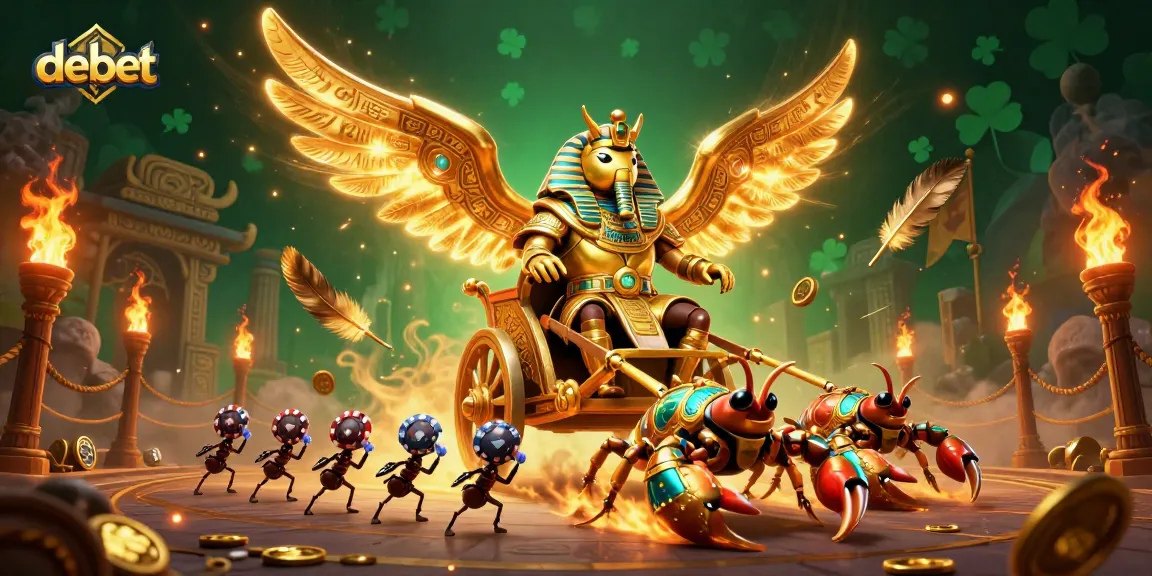 Engage players with debet strategies in a vibrant casino chariot scene featuring scorpions and poker chips.