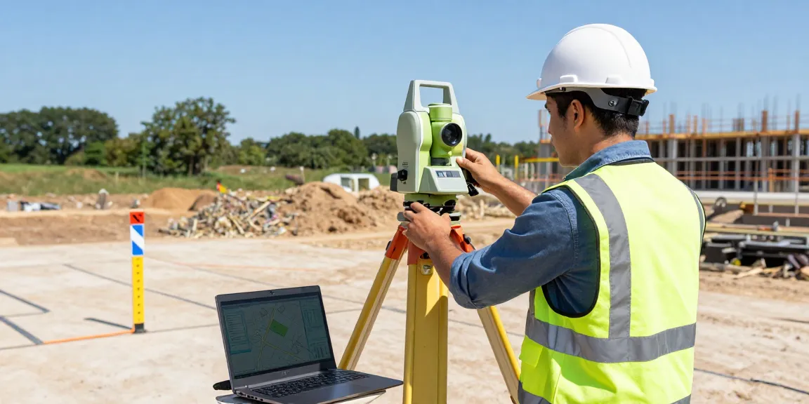 Topographical Land Surveys Surrey conducted by a professional surveyor with advanced equipment on-site.