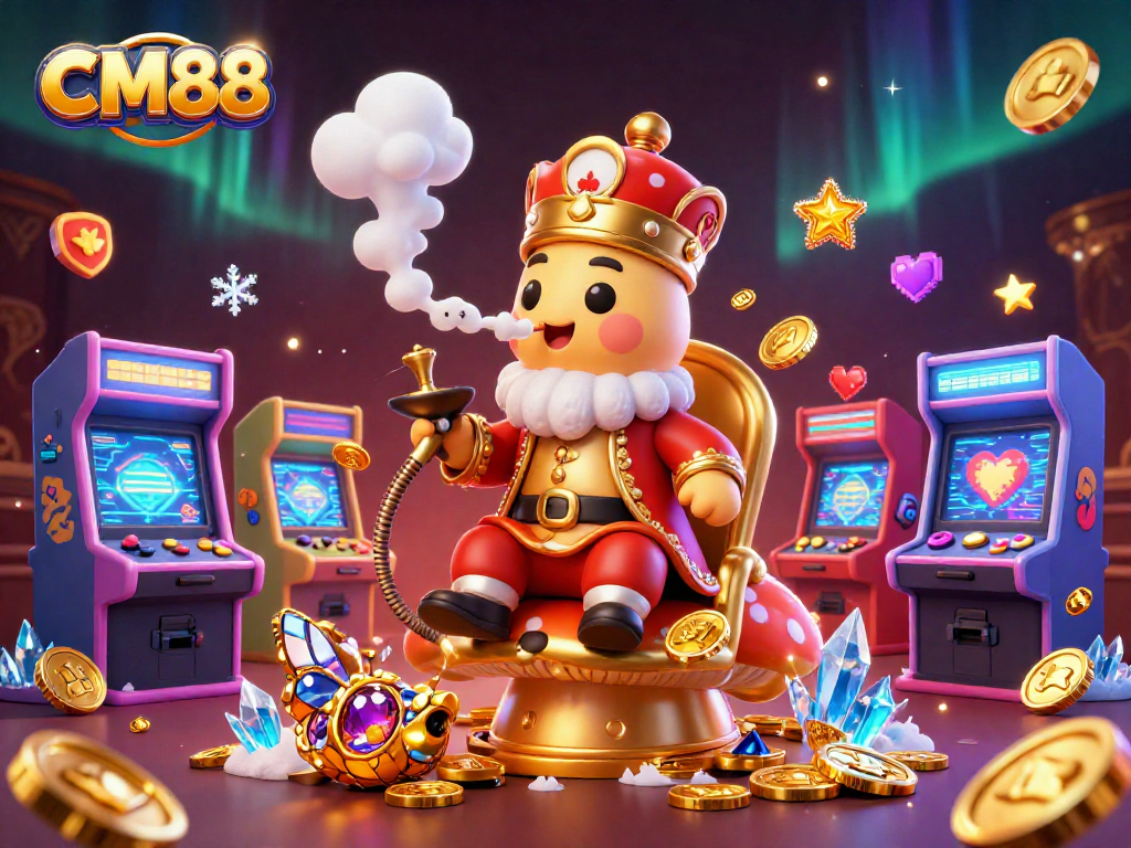 Experience thrilling gaming at CM88 with a vibrant casino illustration featuring dynamic elements.
