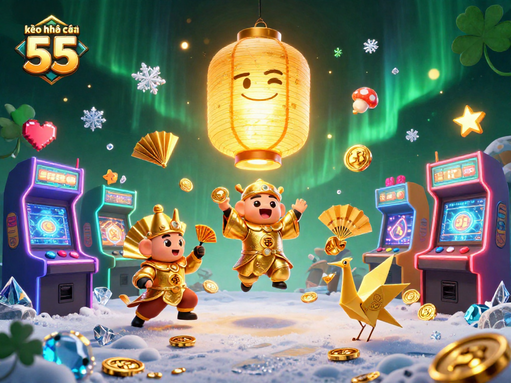 Engage with kèo nhà cái 55 through a vibrant night market casino experience, highlighting interactive game elements.