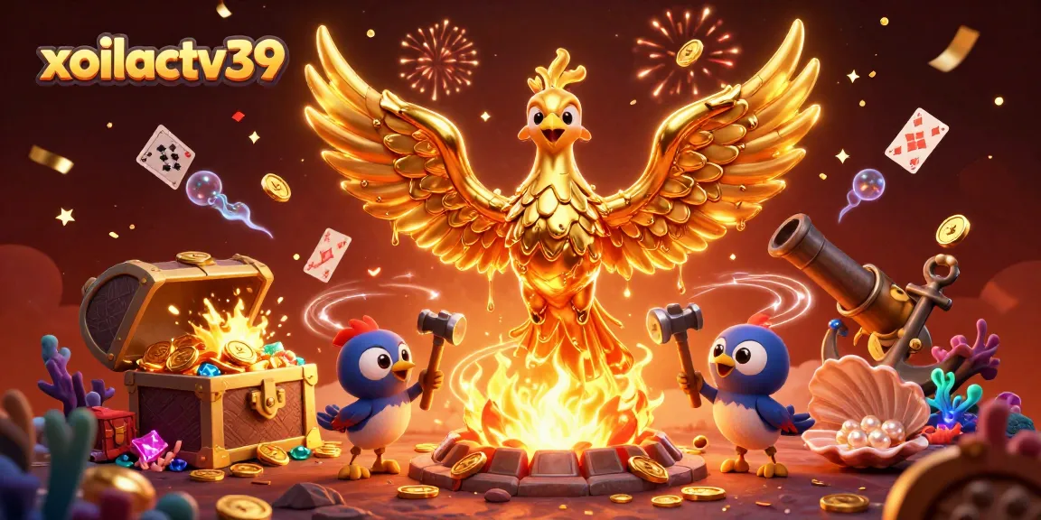 Bet on excitement with xoilactv39, featuring a golden phoenix and vibrant casino elements.