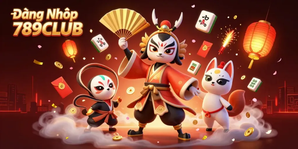 Engage in Đăng Nhập 789CLUB with vibrant characters and dynamic casino elements.