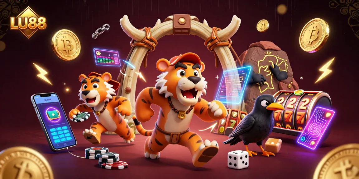 Experience thrilling action at LU88's vibrant prehistoric casino with colorful game elements and characters.