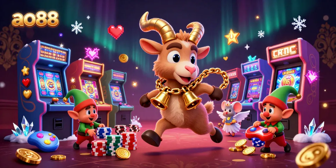 Experience the thrill of ao88 in a lively casino scene featuring festive characters and gaming excitement.