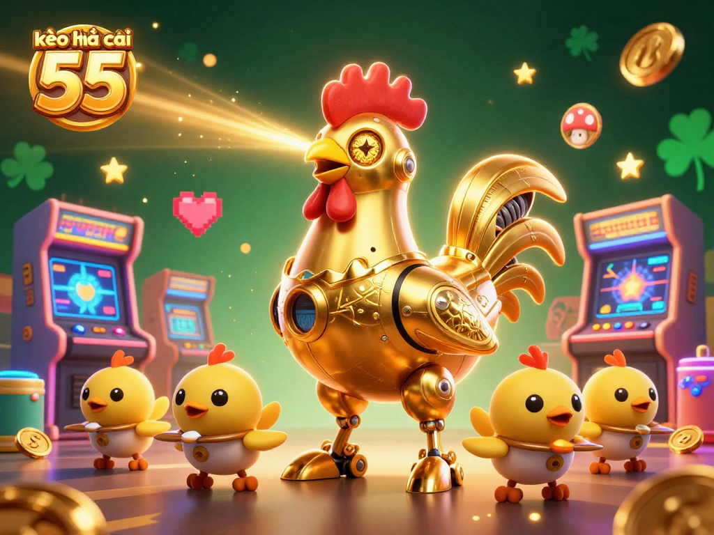 Experience thrilling gameplay with kèo nhà cái 55 in a vibrant casino scene filled with futuristic elements.