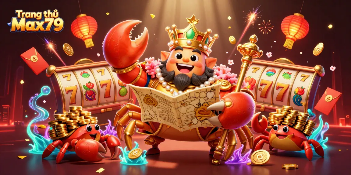 Engage with inspiring visuals of Trang chủ Max79 as the golden crab emperor exudes casino charm.