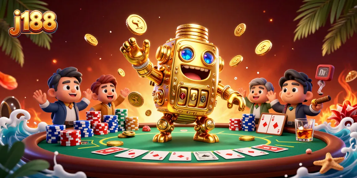 Experience thrilling gameplay at j188 with vibrant poker action and a golden golem.