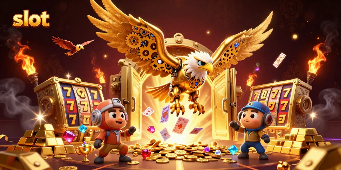 Experience thrilling slot games in 2026 with vibrant golden eagle illustration.
