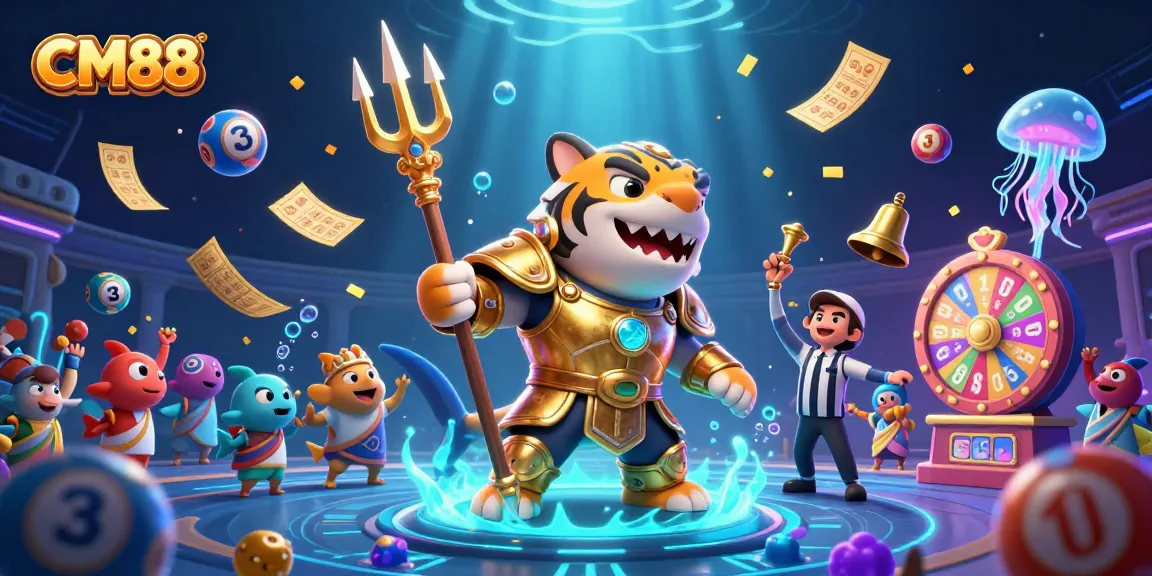 Experience thrilling gaming action at CM88 with an underwater colosseum scene featuring a shark gladiator.
