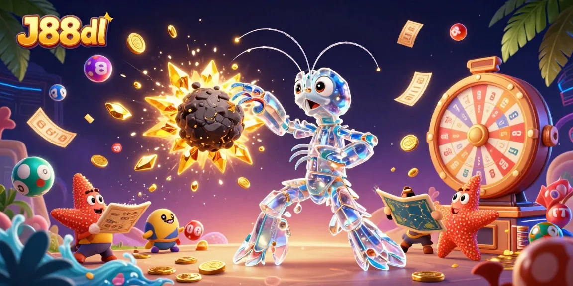 Experience exciting winnings at J88dl with vibrant lottery elements and dynamic 3D characters.