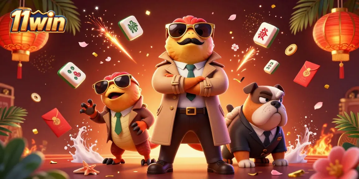 Experience the excitement at 11win with vibrant casino-themed visuals, showcasing fun and colorful characters.