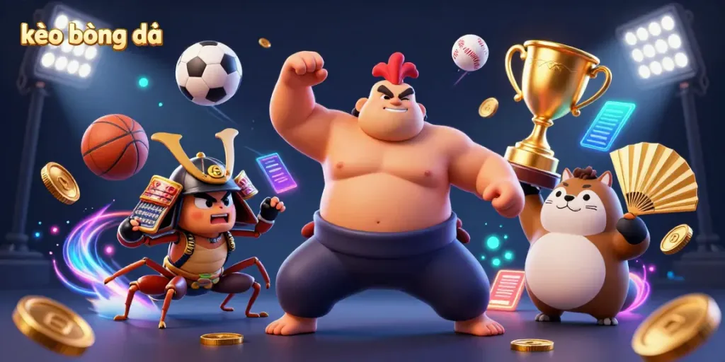 Experience the excitement of kèo bóng đá with a dynamic illustration featuring sports elements and engaging characters.