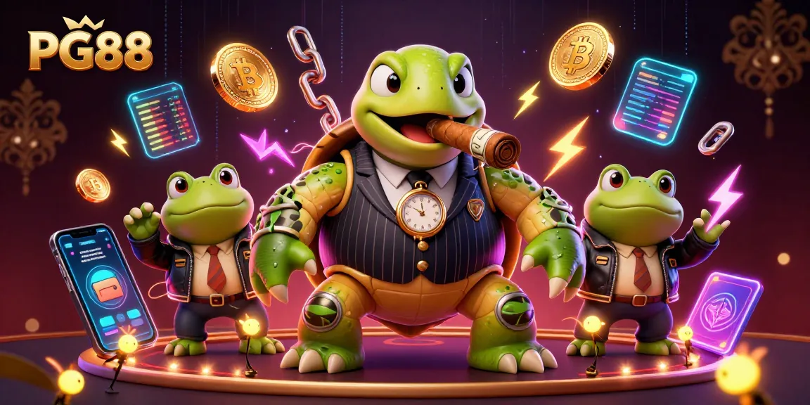 Experience thrilling casino action at PG88 with a dynamic illustration showcasing playful characters and exciting gaming elements.