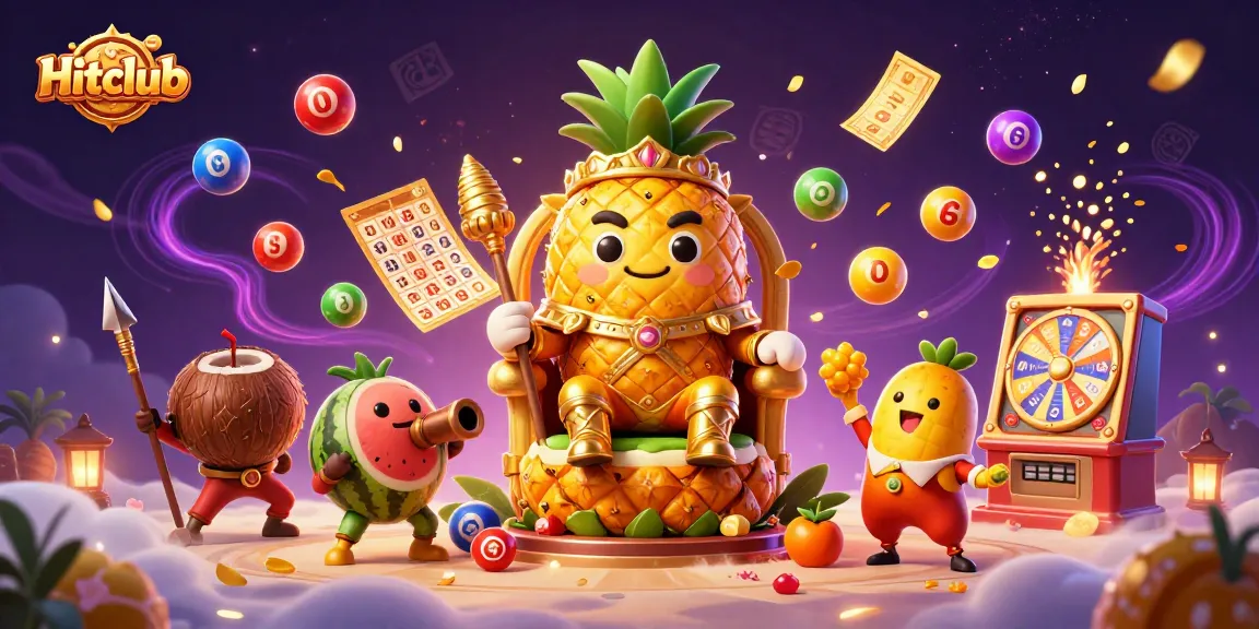 Hitclub engages players with thrilling games, featuring a golden pineapple king and dynamic lottery elements.