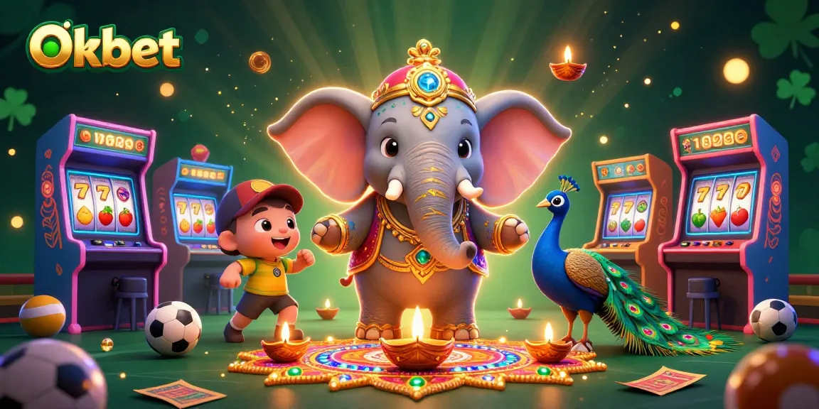 Experience the thrill of Oxbet with vibrant slots, games, and festive decorations in this colorful digital illustration.