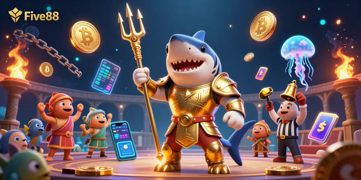 Play thrilling games at Five88 with a vibrant underwater casino theme.