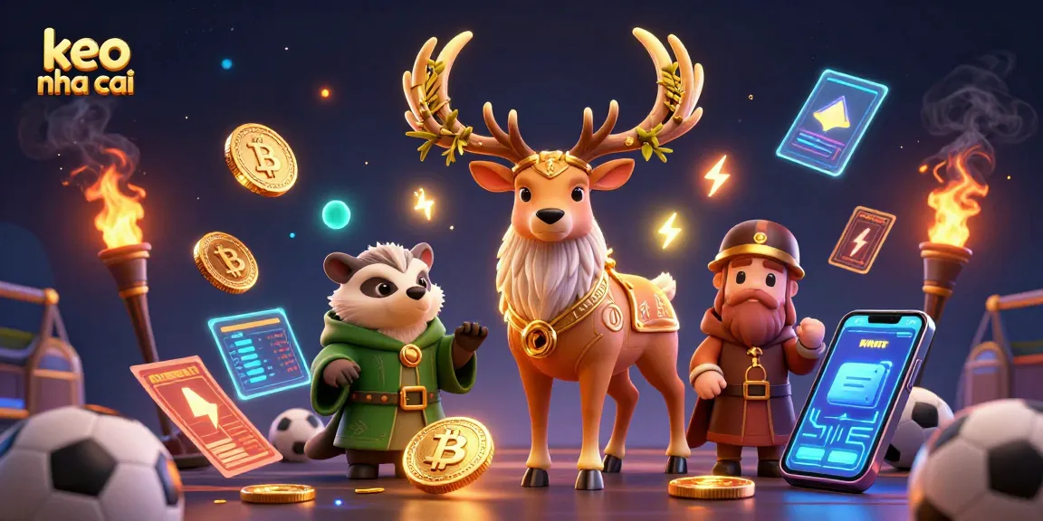 Engage with keo nha cai sports betting thrills featuring rich 3D illustration of druid stag, badger, and dynamic gaming elements.