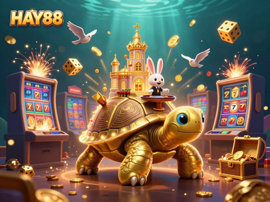 Experience the magic of HAY88 casino with a vibrant 3D scene showcasing winning moments and excitement!