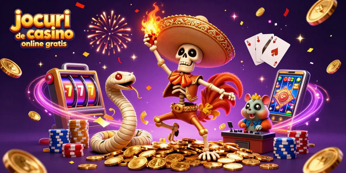 Joacă jocuri de casino online gratis cu personaje fantastice pe un fundal plin de bonusuri și câștiguri.