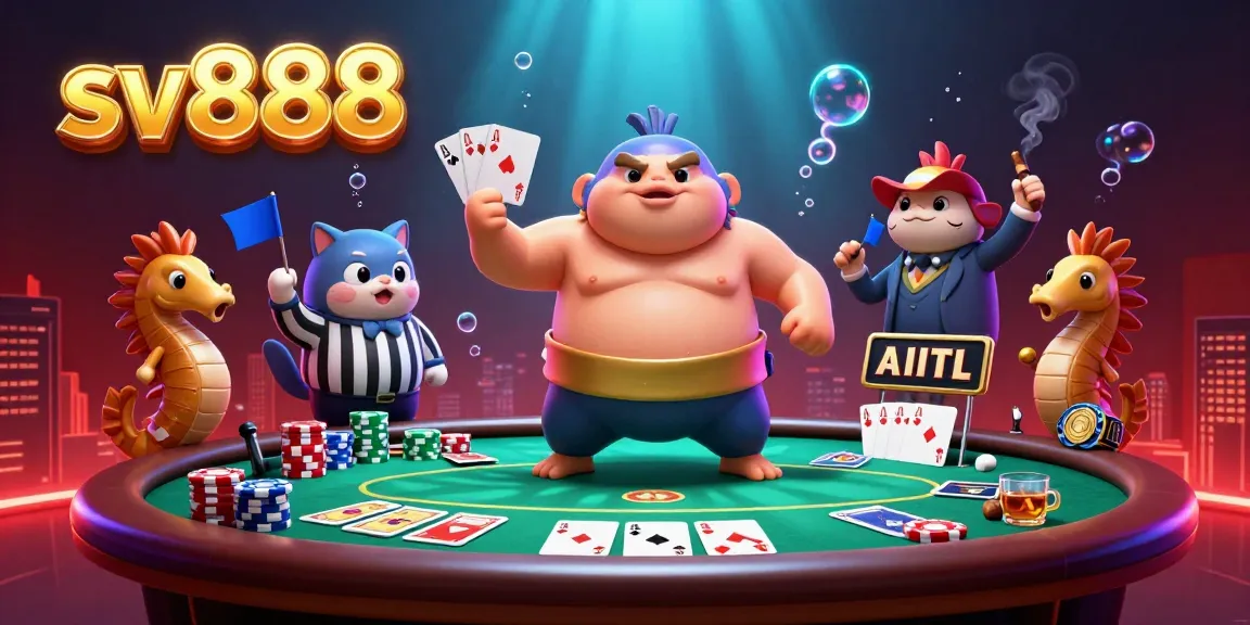 Experience thrilling moments at sv888's underwater casino with vibrant characters and poker excitement.