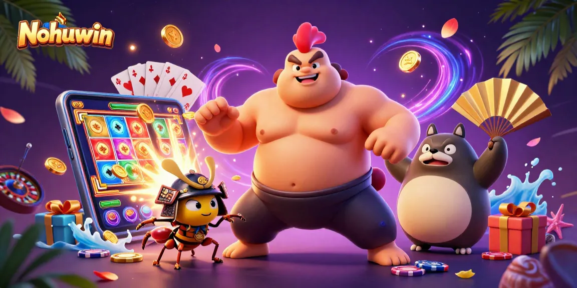 Nohuwin invites players to experience thrilling slots and vibrant gaming culture in an engaging 3D scene.