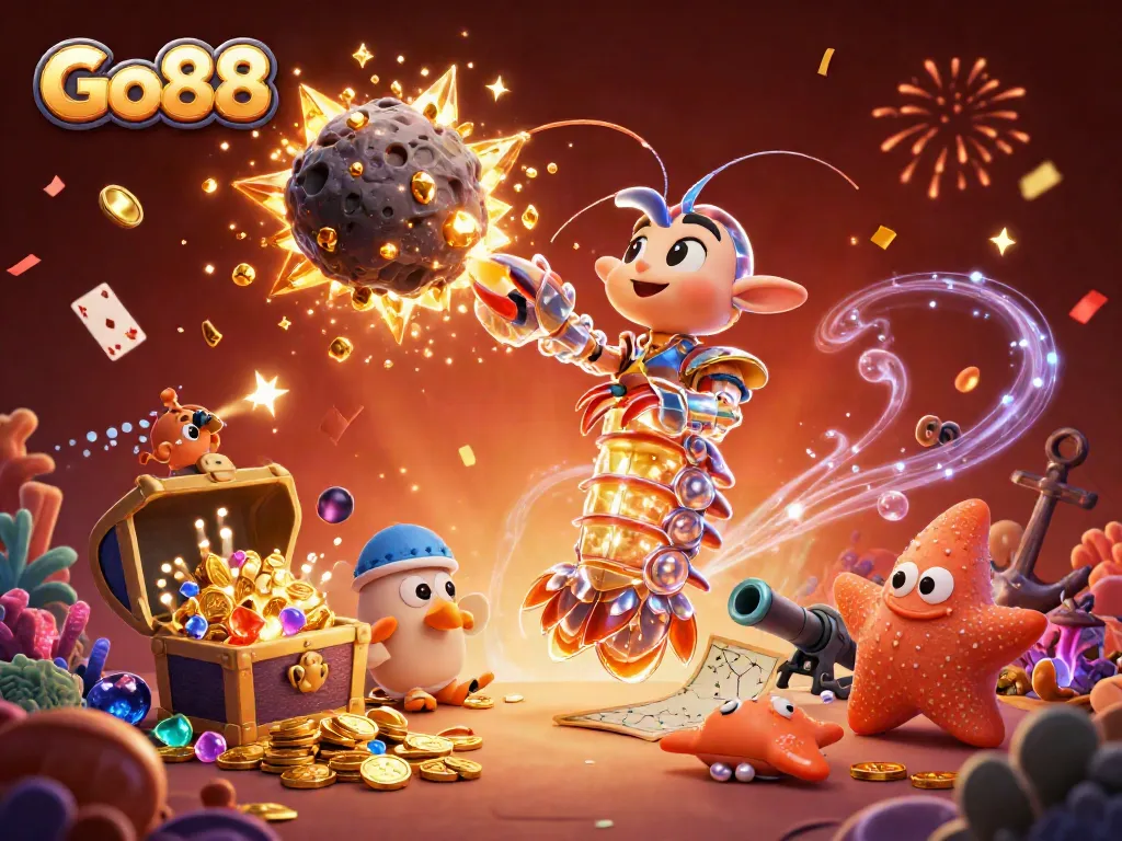 Engage in thrilling gameplay at Go88 as the galactic samurai mantis shrimp reveals explosive rewards.