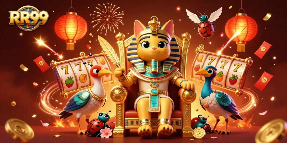 Experience RR99's thrilling slots and jackpots in a vibrant casino scene, packed with excitement.