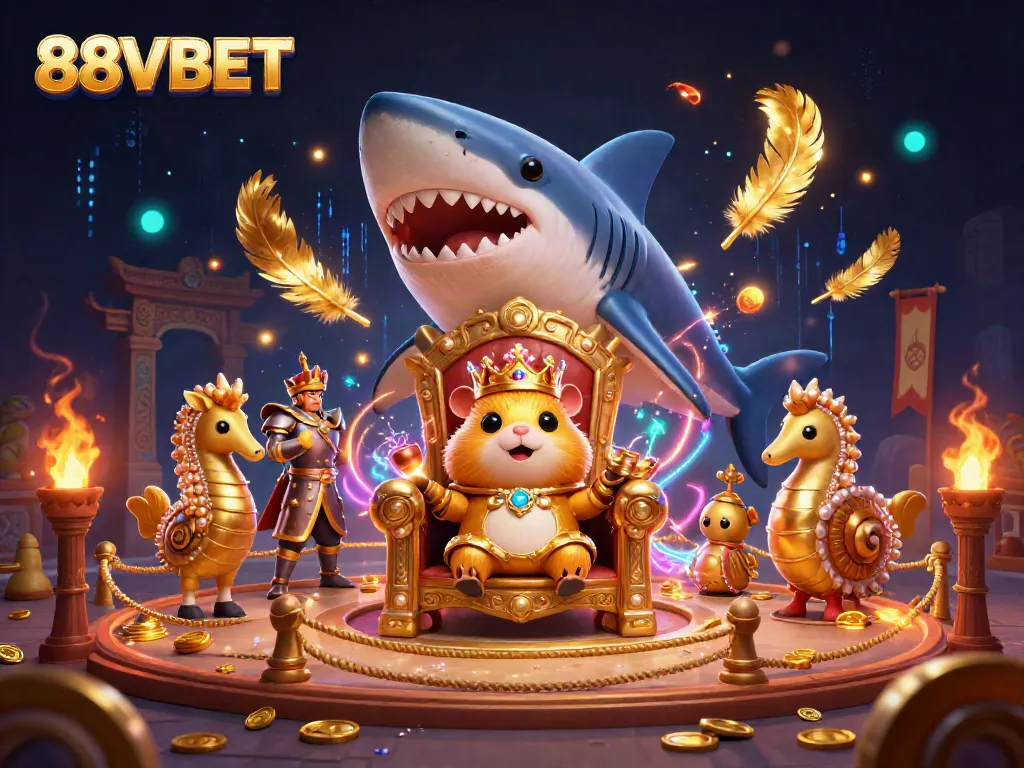 Experience thrilling gameplay at 88VBET with stunning visuals of a golden hamster king and immersive casino elements.