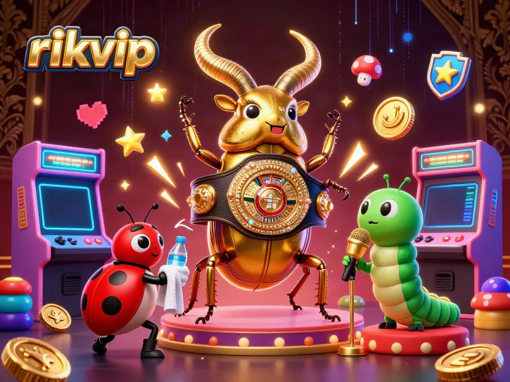 Experience thrilling gaming action with rikvip's dynamic online casino scene featuring vibrant characters and game elements.