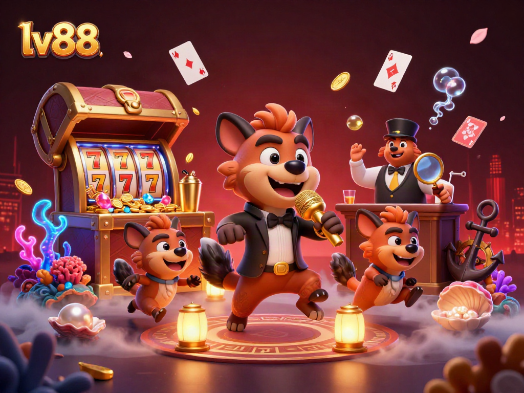 Engage in the vibrant lv88 casino experience with comical hyenas at a lively club scene.