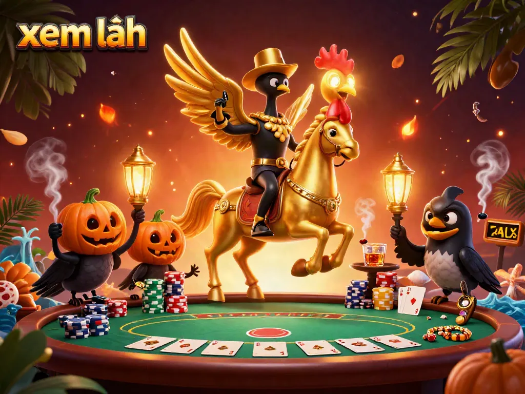 Experience the thrill of gambling with xem thêm in this vibrant 3D illustration featuring a golden rooster in a captivating casino scene.